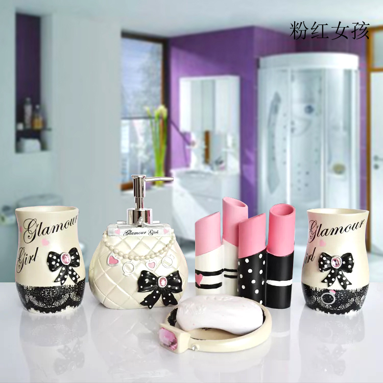 Wedding Bathroom Supply Kit - 5pcs Fashion Bathroom Supplies Resin Bathroom
