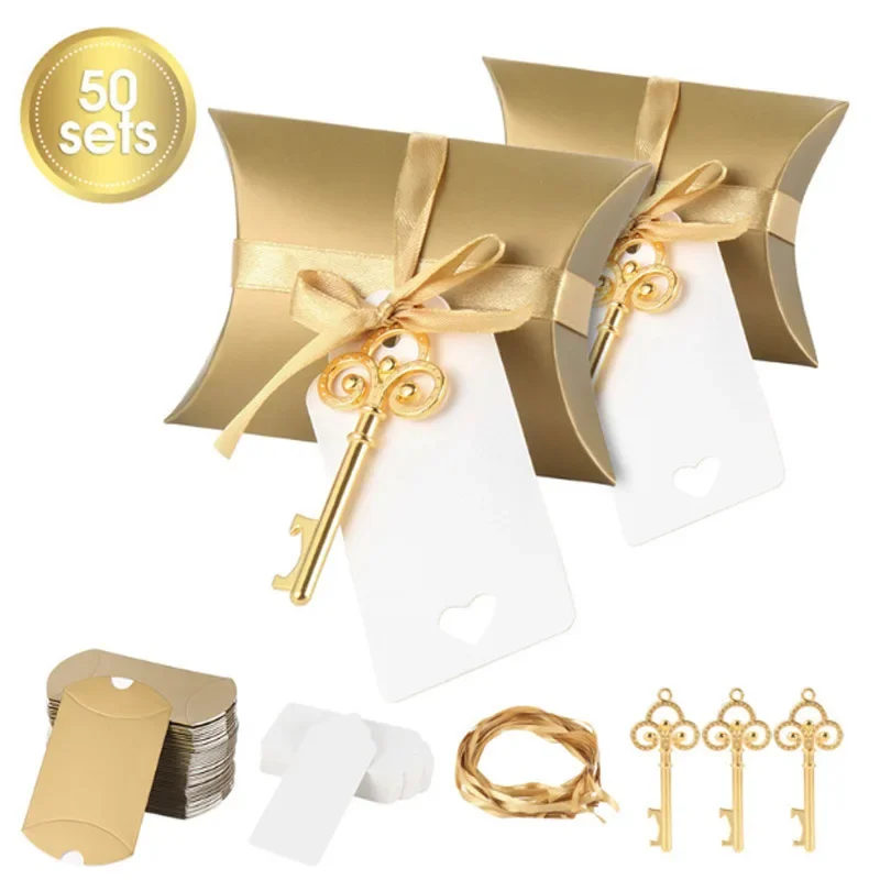 Wedding Favor Box - 50Pcs Candy Box Key Bottle Openers