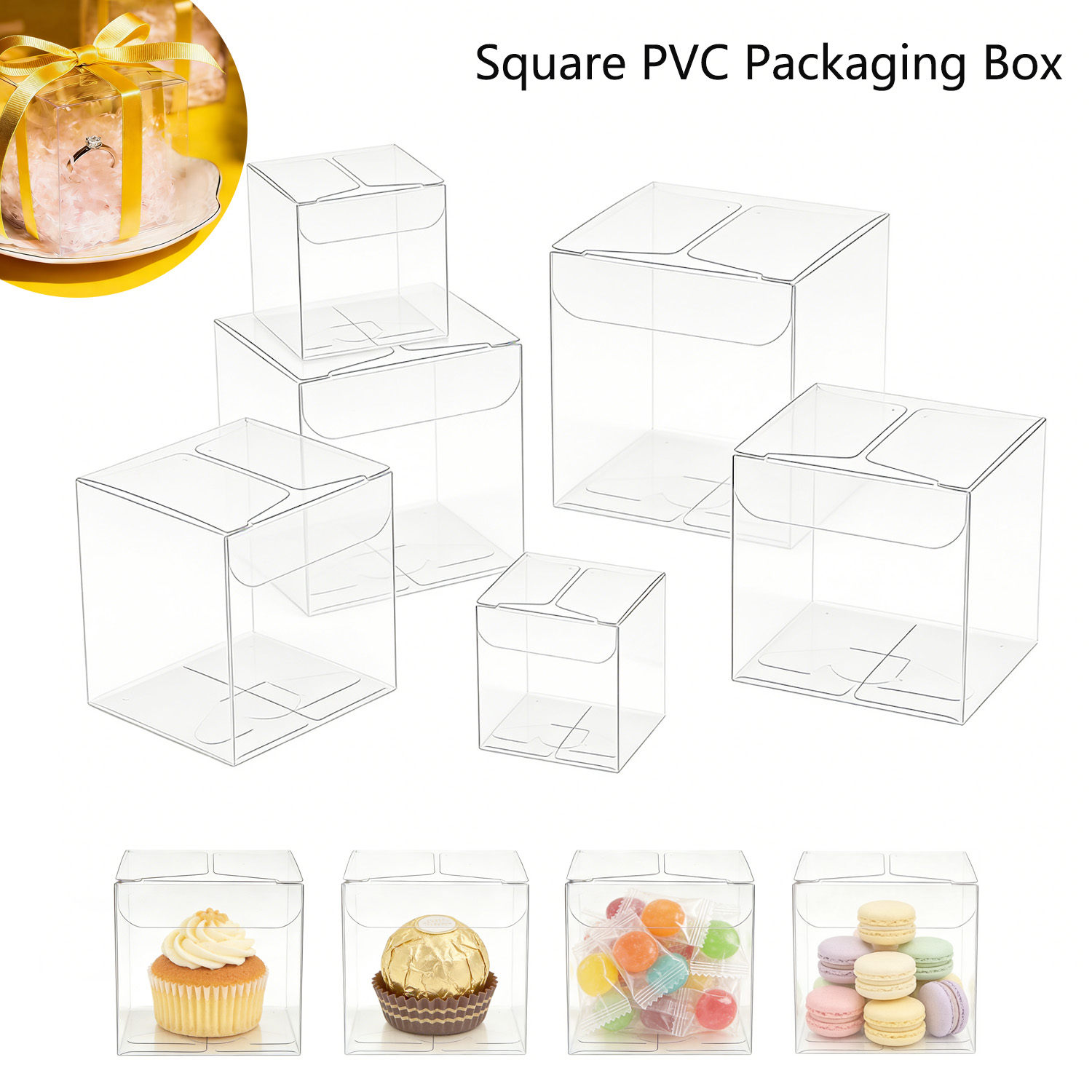 10-50pcs Transparents Square P - огляд і ціна Wedding Favor Box